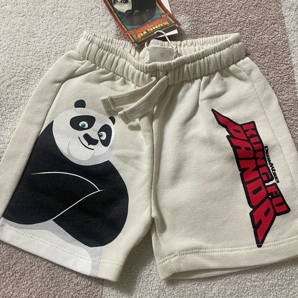 Zara Kids Kung Fu Panda Shorts - Cream and Black